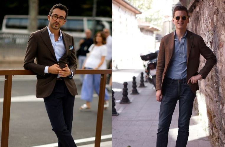 tan blazer, blue trousers. | Mens fashion blazer, Jackets men fashion,  Hipster mens fashion